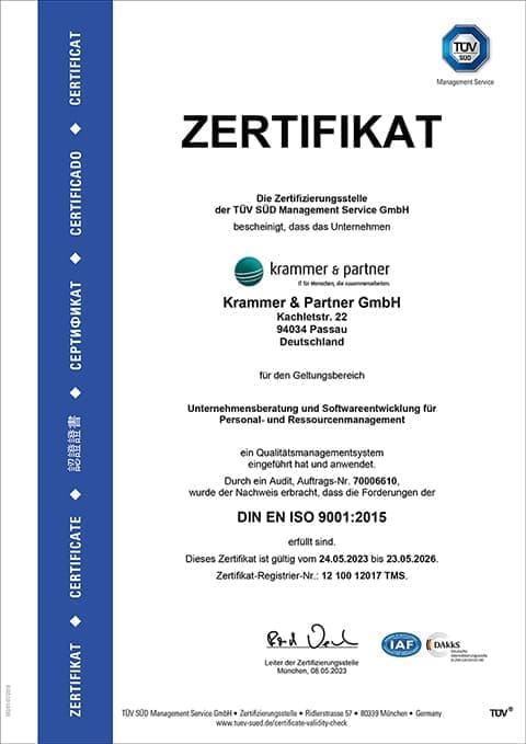 Qualitätsmanagement, Zertifikat, DIN ISO 9001:2015